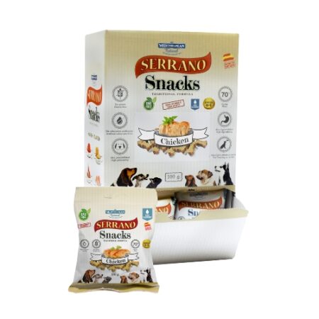 SNACK SERRANO PARA PERROS 85GR POLLO 25 UNIDADES