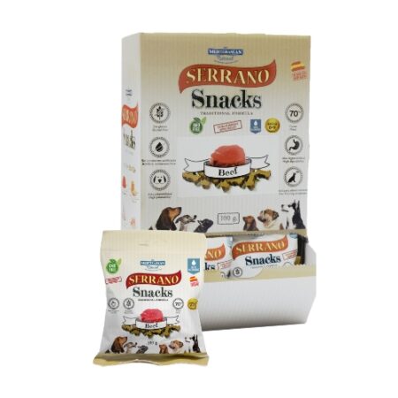 SNACK SERRANO PARA PERROS 85GR BUEY 25 UNIDADES