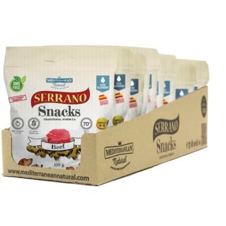 SNACK SERRANO PARA PERROS 100GR BUEY 12 UNIDADES