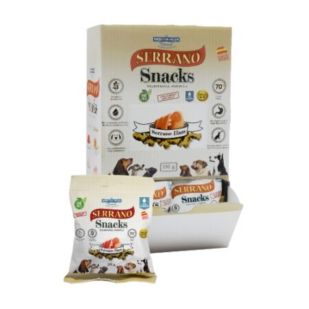 SNACK SERRANO PARA PERROS 85GR JAMON SERRANO 25 UNIDADES