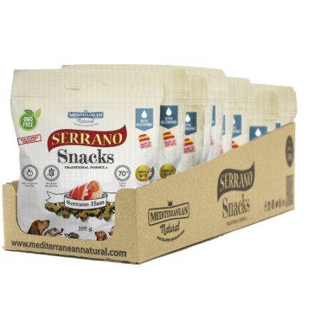 SNACK SERRANO PARA PERROS 100GR JAMON SERRANO 12 UNIDADES