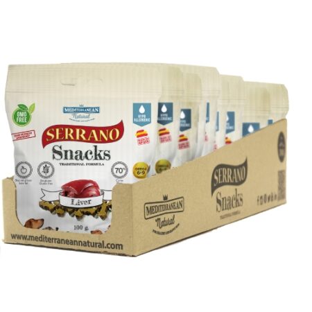 SNACK SERRANO PARA PERROS 100GR HIGADO 12 UNIDADES