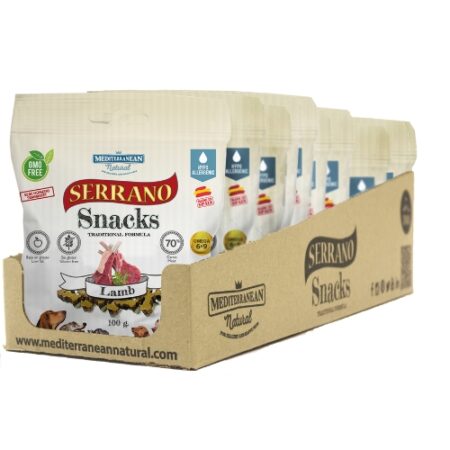 SNACK SERRANO PARA PERROS 100GR CORDERO 12 UNIDADES