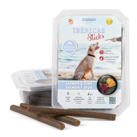 SNACKS IBERICAS STICKS SALMON Y ATUN 350GR 6 UND