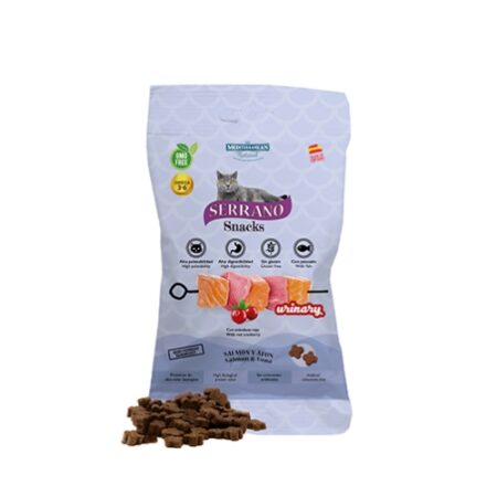 SNACK SERRANO PARA GATOS 50G SALMON Y ATUN URINARY
