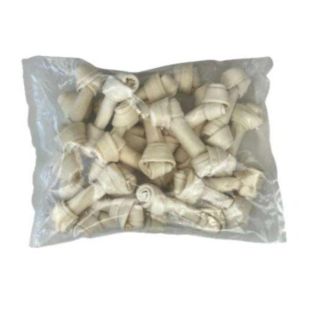 HUESO CUERO HIGIENE BUCAL 2 NUDOS 20CM 10 UNIDADES