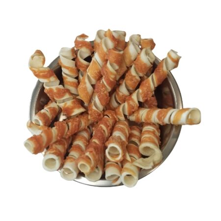 PIEL DE BUEY ESPIRAL CON POLLO 15CM - 25 UNIDADES
