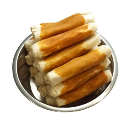 PALO DE PIEL DE BUEY CON POLLO GRUESO 15CM - 25 UNIDADES