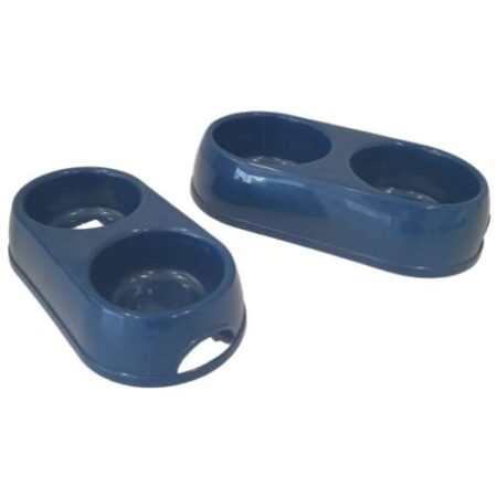 COMEDERO DOBLE PLASTICO 2X0,6L AZUL