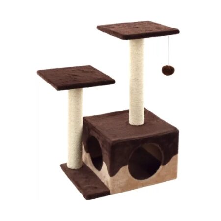 RASCADOR CASA DOBLE PISO 68CM - MARRON