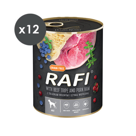 RAFI PATÉ JAMÓN,TRIPAS TERNERA,ARÁNDANOS 12X800GR