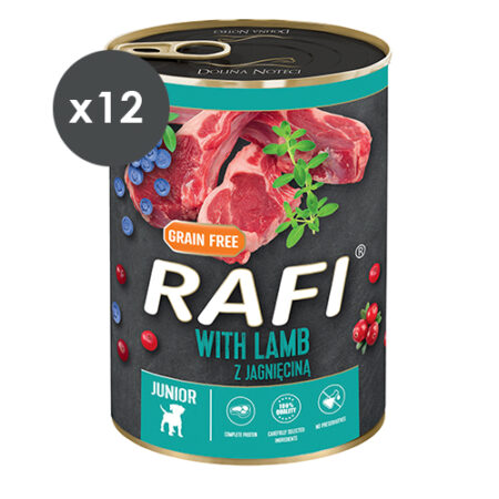 RAFI JUNIOR PATÉ CORDERO Y ARÁNDANOS 12X400GR